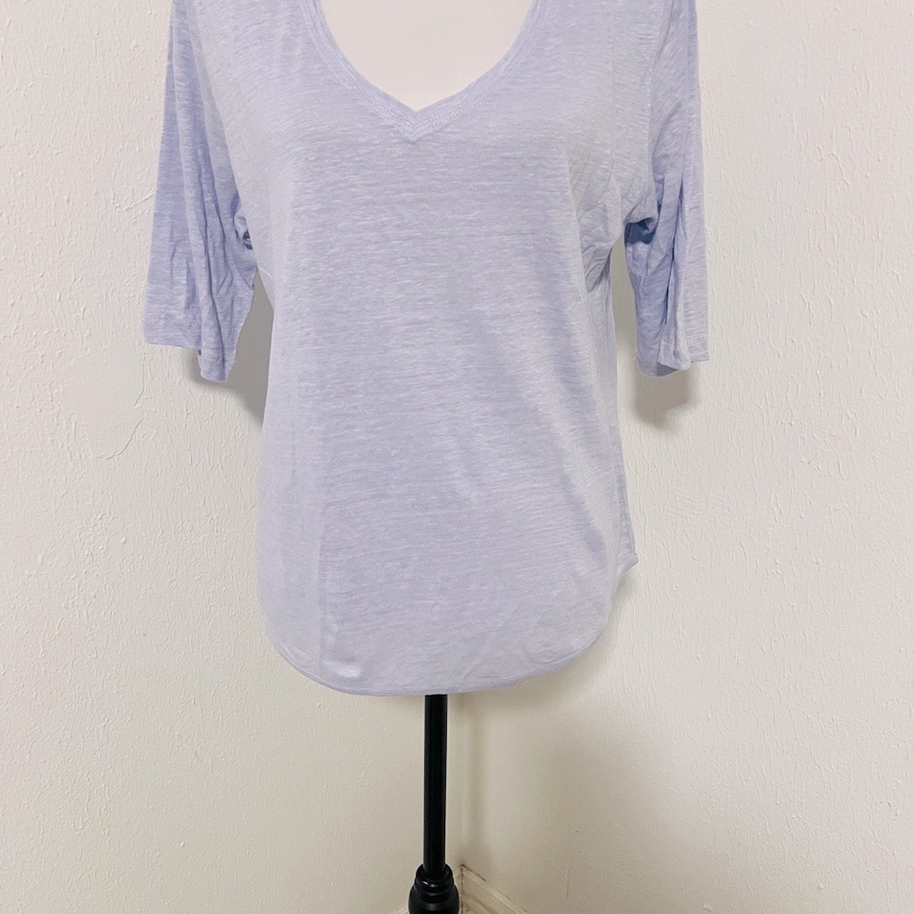Wrap London Women’s Size 10 100% Linen 3/4 Sleeve Lilac V-Neck Everyday EUC